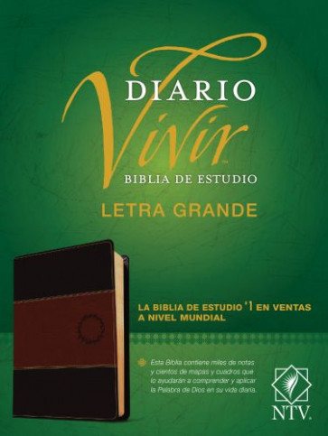 Biblia de estudio del diario vivir NTV, letra grande (SentiPiel, Café/Café claro, Letra Roja) - LeatherLike tan With ribbon marker(s)