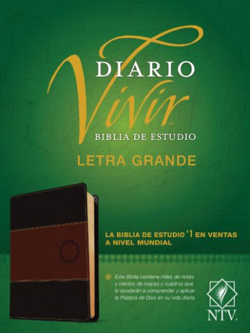 Biblia de estudio del diario vivir NTV, letra grande (SentiPiel, Café/Café claro, Índice, Letra Roja) - LeatherLike tan With thumb index and ribbon marker(s)