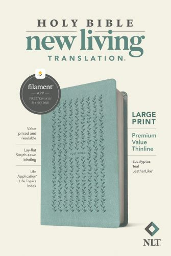 NLT Large Print Premium Value Thinline Bible, Filament-Enabled Edition (LeatherLike, Eucalyptus Teal) - LeatherLike Eucalyptus Teal Imitation Leather