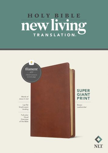 NLT Super Giant Print Bible, Filament-Enabled Edition (LeatherLike, Brown, Red Letter) - LeatherLike Imitation Leather With ribbon marker(s)