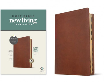 NLT Super Giant Print Bible, Filament-Enabled Edition (LeatherLike, Brown, Indexed, Red Letter) - LeatherLike Imitation Leather With thumb index