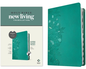 NLT Super Giant Print Bible, Filament Enabled Edition  - LeatherLike Peony Rich Teal Imitation Leather With thumb index