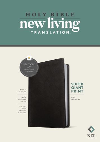 NLT Super Giant Print Bible, Filament-Enabled Edition (LeatherLike, Black, Red Letter) - Sewn Imitation Leather With ribbon marker(s)