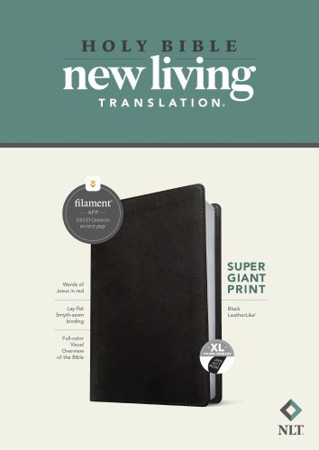 NLT Super Giant Print Bible, Filament Enabled Edition  - Sewn Black Imitation Leather With thumb index
