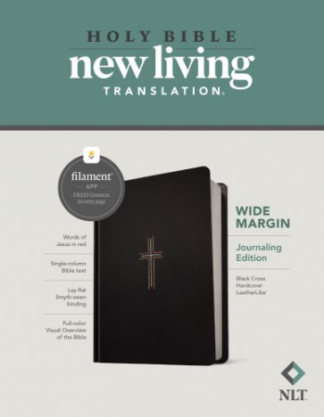 NLT Wide Margin Bible, Filament-Enabled Edition (Hardcover LeatherLike, Black Cross, Red Letter) - Hardcover Black Cross With ribbon marker(s) Wide margin