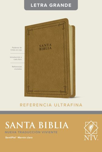 Santa Biblia NTV, Edición de referencia ultrafina, letra grande (SentiPiel, Marrón claro, Letra Roja) - LeatherLike Camel With ribbon marker(s)