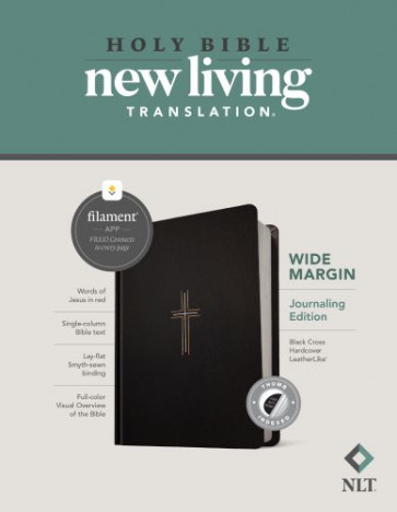 NLT Wide Margin Bible, Filament-Enabled Edition (Hardcover LeatherLike, Black Cross, Indexed, Red Letter) - Hardcover Black Cross With thumb index and ribbon marker(s)