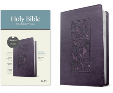 KJV Thinline Reference Bible, Filament-Enabled Edition (LeatherLike, Floral Frame Purple, Red Letter) - LeatherLike Floral Frame Purple Imitation Leather With ribbon marker(s)