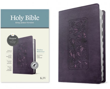 KJV Thinline Reference Bible, Filament-Enabled Edition (LeatherLike, Floral Frame Purple, Indexed, Red Letter) - LeatherLike Floral Frame Purple Imitation Leather With thumb index