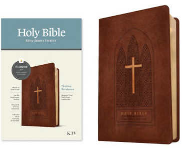 KJV Thinline Reference Bible, Filament-Enabled Edition (LeatherLike, Reverent Cross Dark Brown, Red Letter) - LeatherLike Reverent Cross Dark Brown Imitation Leather With ribbon marker(s)