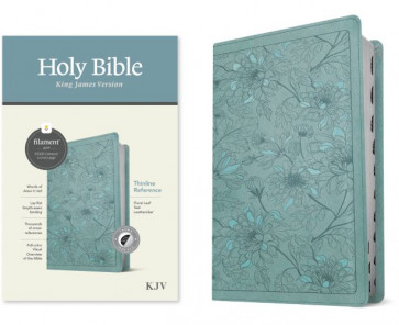 KJV Thinline Reference Bible, Filament Enabled Edition  - LeatherLike Floral Leaf Teal Imitation Leather With thumb index