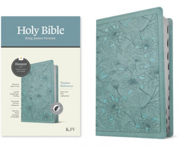 KJV Thinline Reference Bible, Filament-Enabled Edition (LeatherLike, Floral Leaf Teal, Indexed, Red Letter) - LeatherLike Floral Leaf Teal Imitation Leather With thumb index