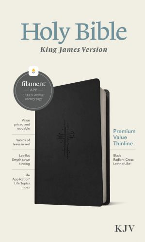 KJV Premium Value Thinline Bible, Filament-Enabled Edition (LeatherLike, Black Radiant Cross, Red Letter) - LeatherLike Black Radiant Cross Imitation Leather