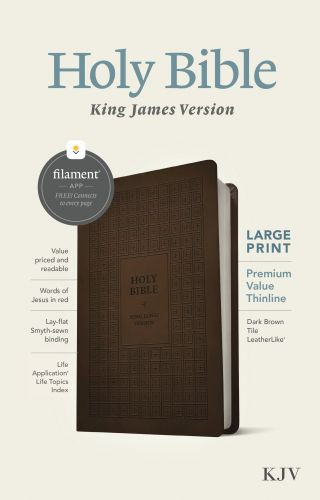 KJV Large Print Premium Value Thinline Bible, Filament-Enabled Edition (LeatherLike, Dark Brown Tile, Red Letter) - LeatherLike Imitation Leather