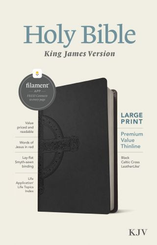 KJV Large Print Premium Value Thinline Bible, Filament Enabled Edition  - LeatherLike Black Celtic Cross Imitation Leather