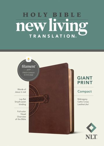 NLT Compact Giant Print Bible, Filament Enabled Edition  - LeatherLike Mahogany Celtic Cross Imitation Leather With ribbon marker(s)