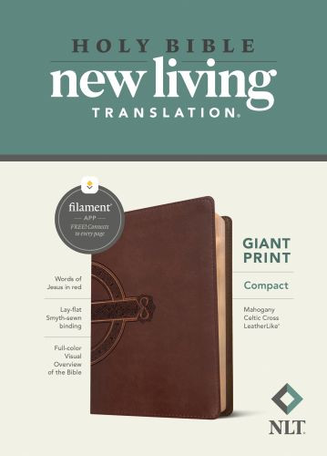 NLT Compact Giant Print Bible, Filament-Enabled Edition (LeatherLike, Mahogany Celtic Cross, Red Letter) - LeatherLike Mahogany Celtic Cross Imitation Leather With ribbon marker(s)