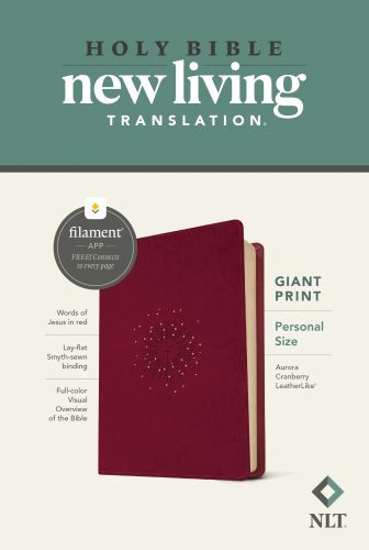 NLT Personal Size Giant Print Bible, Filament-Enabled Edition (LeatherLike, Aurora Cranberry, Red Letter) - LeatherLike Aurora Cranberry With ribbon marker(s)