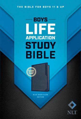 NLT Boys Life Application Study Bible, TuTone (LeatherLike, Blue/Neon/Glow) - LeatherLike Glow/Neon With ribbon marker(s)