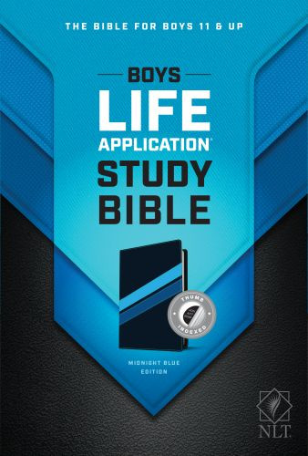 NLT Boys Life Application Study Bible, TuTone (LeatherLike, Midnight Blue, Indexed) - LeatherLike Midnight Blue With thumb index and ribbon marker(s)
