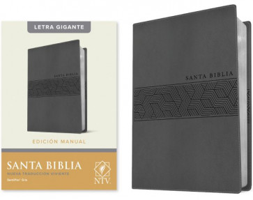 Santa Biblia NTV, Edición manual, letra gigante (SentiPiel, Gris, Letra Roja) - LeatherLike Gray With ribbon marker(s)