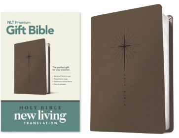 Premium Gift Bible NLT (LeatherLike, Star Cross Taupe, Red Letter) - LeatherLike Star Cross Taupe With ribbon marker(s)