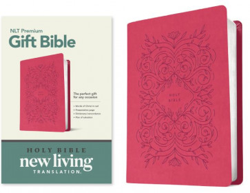 Premium Gift Bible NLT (LeatherLike, Very Berry Pink Vines, Red Letter) - LeatherLike Very Berry Pink Vines With ribbon marker(s)