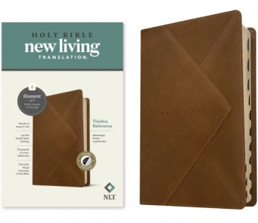 NLT Thinline Reference Bible, Filament Enabled Edition  - LeatherLike Messenger Brown With thumb index and ribbon marker(s)
