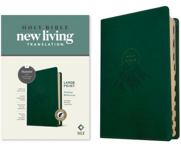 NLT Large Print Thinline Reference Bible, Filament Enabled Edition  - LeatherLike Evergreen Mountain With thumb index and ribbon marker(s)