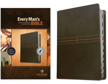 Every Man's Bible NLT (LeatherLike, East–West Grey, Indexed) - LeatherLike East–West Grey With thumb index and ribbon marker(s)