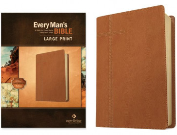 Every Man's Bible NLT, Large Print (LeatherLike, Pursuit Saddle Tan) - LeatherLike Pursuit Saddle Tan With ribbon marker(s)