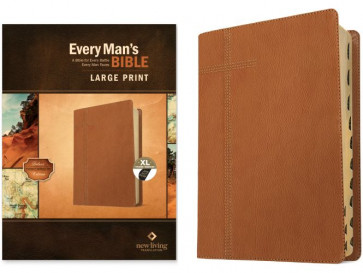 Every Man's Bible NLT, Large Print (LeatherLike, Pursuit Saddle Tan, Indexed) - Imitation Leather Pursuit Saddle Tan With thumb index