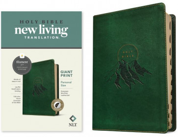 NLT Personal Size Giant Print Bible, Filament-Enabled Edition (LeatherLike, Evergreen Mountain , Indexed, Red Letter) - LeatherLike With thumb index and ribbon marker(s)