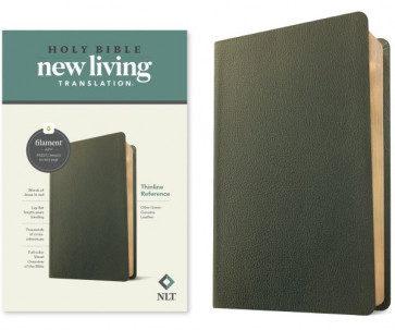 NLT Thinline Reference Bible, Filament-Enabled Edition (Genuine Leather, Olive Green, Red Letter) - Genuine Leather Olive Green With ribbon marker(s)
