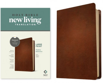 NLT Large Print Thinline Reference Bible, Filament-Enabled Edition (Genuine Leather, Brown, Red Letter) - Genuine Leather With ribbon marker(s)