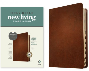 NLT Large Print Thinline Reference Bible, Filament-Enabled Edition (Genuine Leather, Brown, Indexed, Red Letter) - Genuine Leather With thumb index and ribbon marker(s)