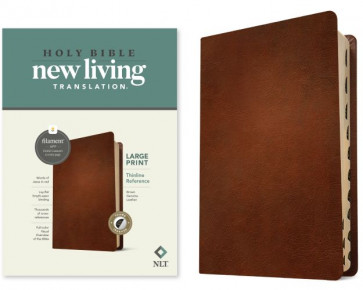 NLT Large Print Thinline Reference Bible, Filament Enabled (Genuine Leather, Brown, Indexed, Red Letter) - Genuine Leather With thumb index and ribbon marker(s)