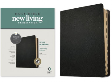 NLT Wide Margin Bible, Filament Enabled (Genuine Leather, Black, Indexed, Red Letter) - Sewn Genuine Leather With thumb index