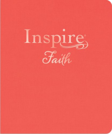 Inspire FAITH Bible Large Print, NLT (Hardcover Cloth, Coral Linen, Filament Enabled) - Hardcover Coral Linen Cloth over boards With ribbon marker(s)