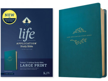 KJV Life Application Study Bible, Third Edition, Large Print (LeatherLike, Teal Blue, Red Letter) - LeatherLike Teal Blue Imitation Leather With ribbon marker(s)