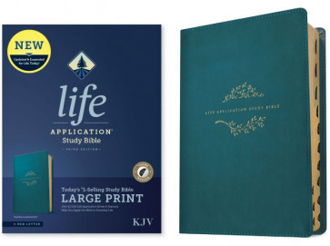KJV Life Application Study Bible, Third Edition, Large Print  - LeatherLike Teal Blue Imitation Leather With thumb index