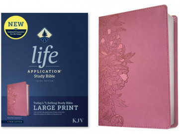 KJV Life Application Study Bible, Third Edition, Large Print  - LeatherLike Peony Pink Imitation Leather With ribbon marker(s)