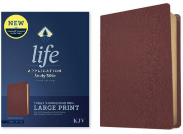 KJV Life Application Study Bible, Third Edition, Large Print (Genuine Leather, Burgundy, Red Letter) - Sewn Burgundy Genuine Leather With ribbon marker(s)
