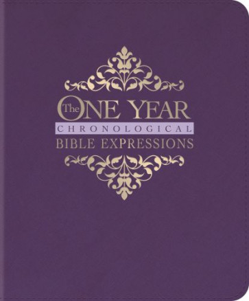 One Year Chronological Bible Expressions NLT (LeatherLike, Imperial Purple) - LeatherLike Imperial Purple With ribbon marker(s) Wide margin