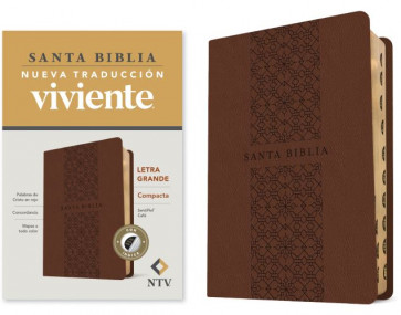 Santa Biblia NTV, Edición compacta, letra grande (SentiPiel, Café, Índice, Letra Roja) - LeatherLike Rustic Brown With thumb index and ribbon marker(s)