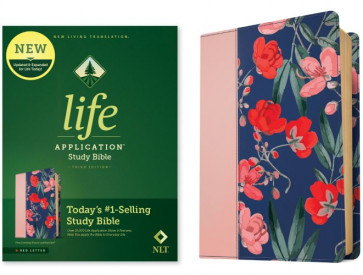 NLT Life Application Study Bible, Third Edition (LeatherLike, Pink Evening Bloom, Red Letter) - LeatherLike With ribbon marker(s)