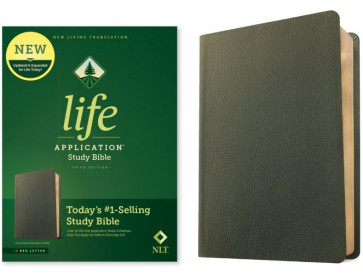 NLT Life Application Study Bible, Third Edition (Genuine Leather, Olive Green, Red Letter) - Genuine Leather Olive Green With ribbon marker(s)