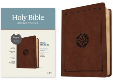 KJV Wide Margin Bible, Filament Enabled (LeatherLike, Dark Brown Medallion, Red Letter) - LeatherLike Dark Brown Medallion Imitation Leather With ribbon marker(s)