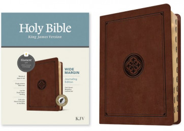 KJV Wide Margin Bible, Filament-Enabled Edition (LeatherLike, Dark Brown Medallion, Indexed, Red Letter) - LeatherLike Dark Brown Medallion Imitation Leather With thumb index