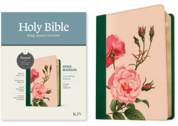 KJV Wide Margin Bible, Filament-Enabled Edition (LeatherLike, Pink Rose Garden, Red Letter) - LeatherLike Pink Rose Garden Imitation Leather With ribbon marker(s)
